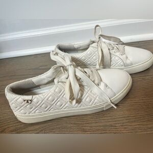 Tory Burch White Marion Quilted Leather Lace-Up Sneakers Women’s size 9.5